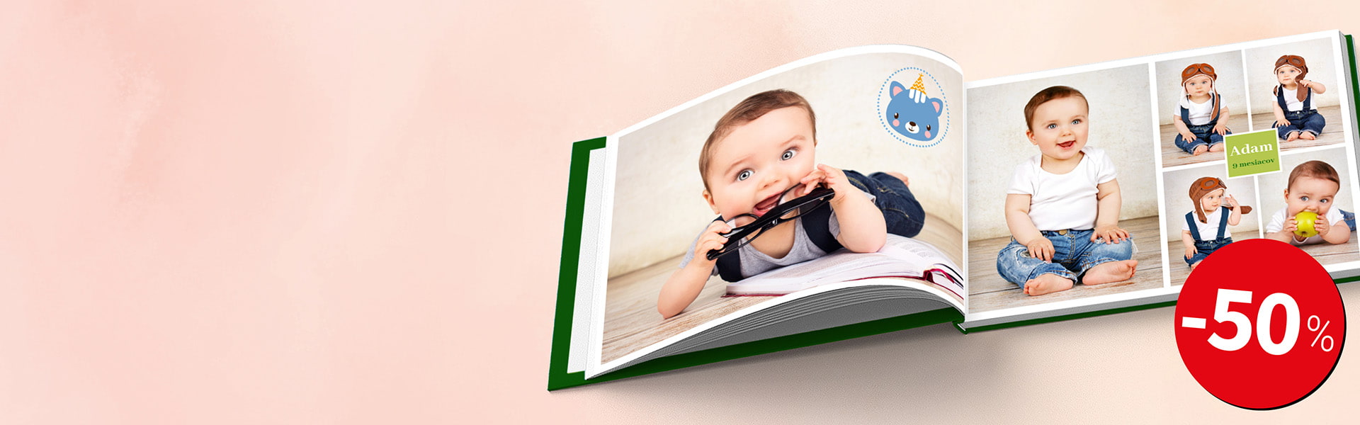 -50 % Fotokniha pevná, cca A4 na šírku -50 % Fotokniha pevná, cca A4 na šírku